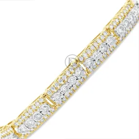 10K Solid Yellow Gold 6.51 CTW Round Cut Diamond Bracelet