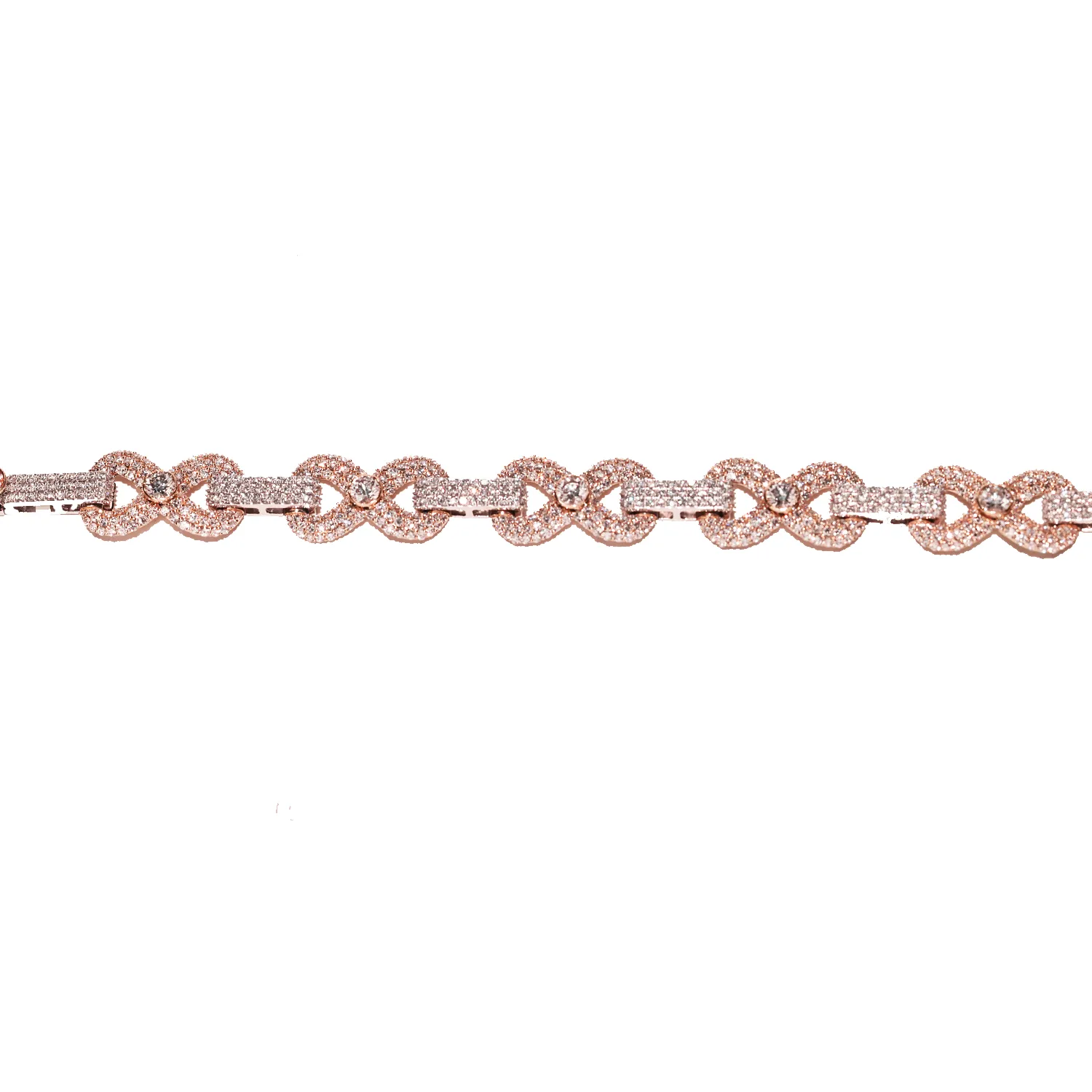 10k Two Tone Gold Diamond Infinity Bracelet 15.94 Ctw LAB