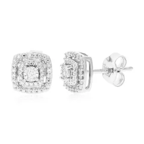 1/10 cttw Cushion Composite Diamond Stud Earrings in .925 Silver