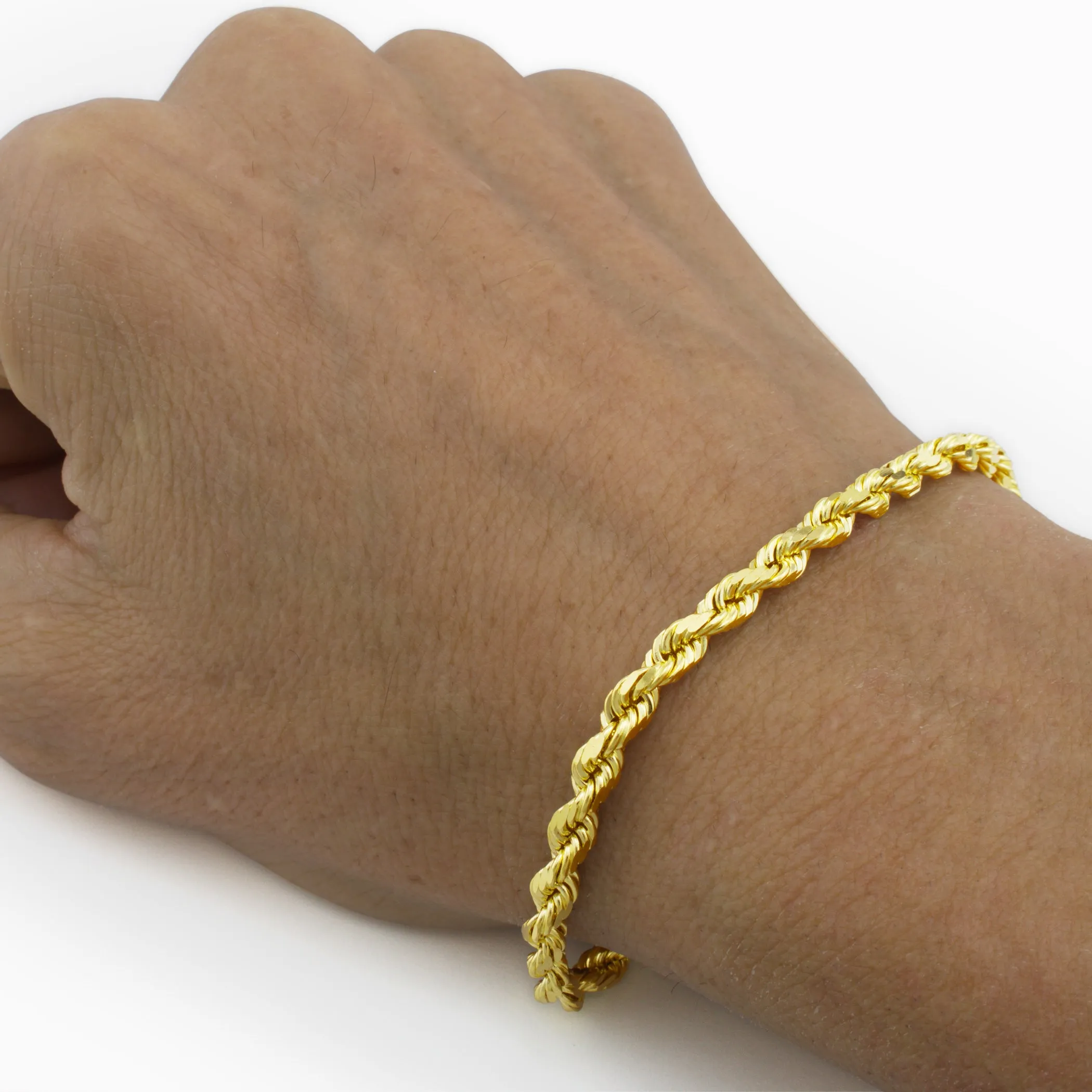 14K 12mm Solid Rope Bracelet