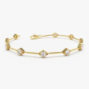 14k Milgrain Setting Diamond Infinity Bracelet 1.20 ctw