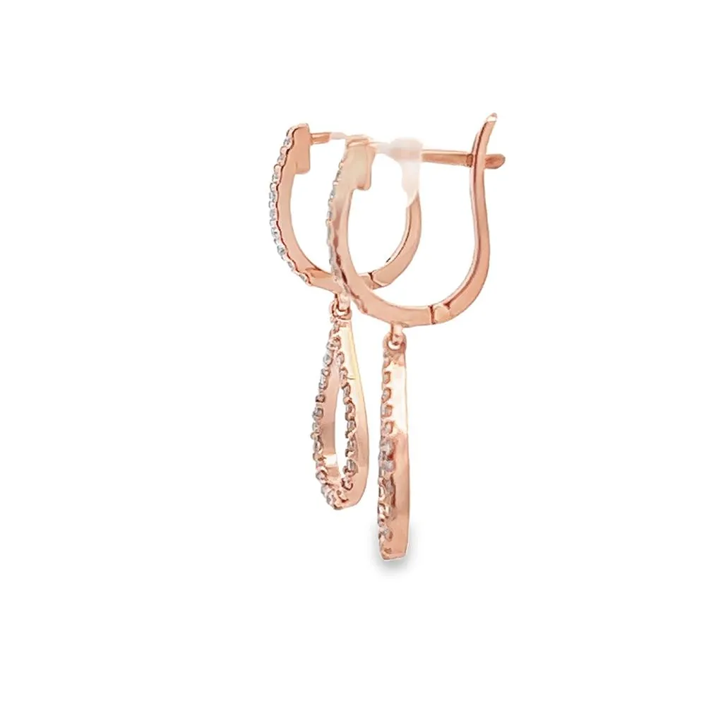 14K Rosé Gold 0.50ctw Diamond Drop Earrings