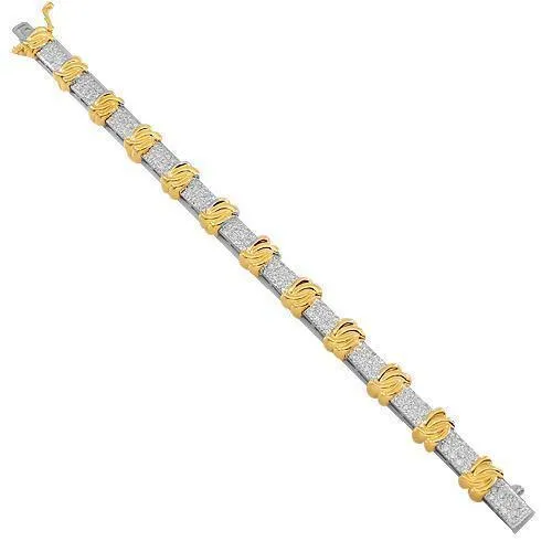 14K Solid Two Tone Gold Womens Diamond Bracelet 2.66 Ctw