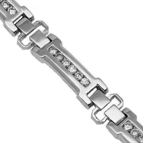 14K Solid White Gold Mens Diamond Bracelet 3.75 Ctw