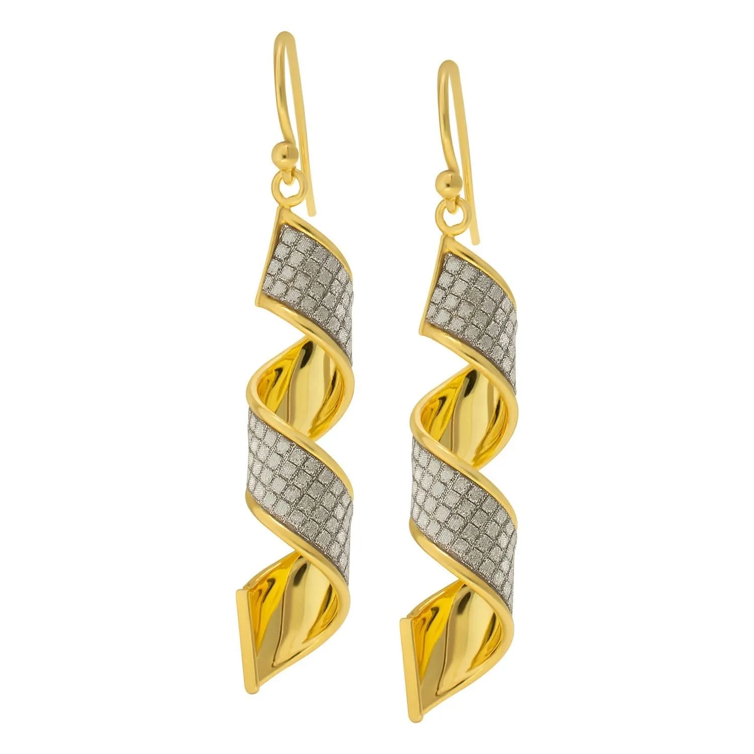 14K Sterling Silver Twist  Drop Earrings