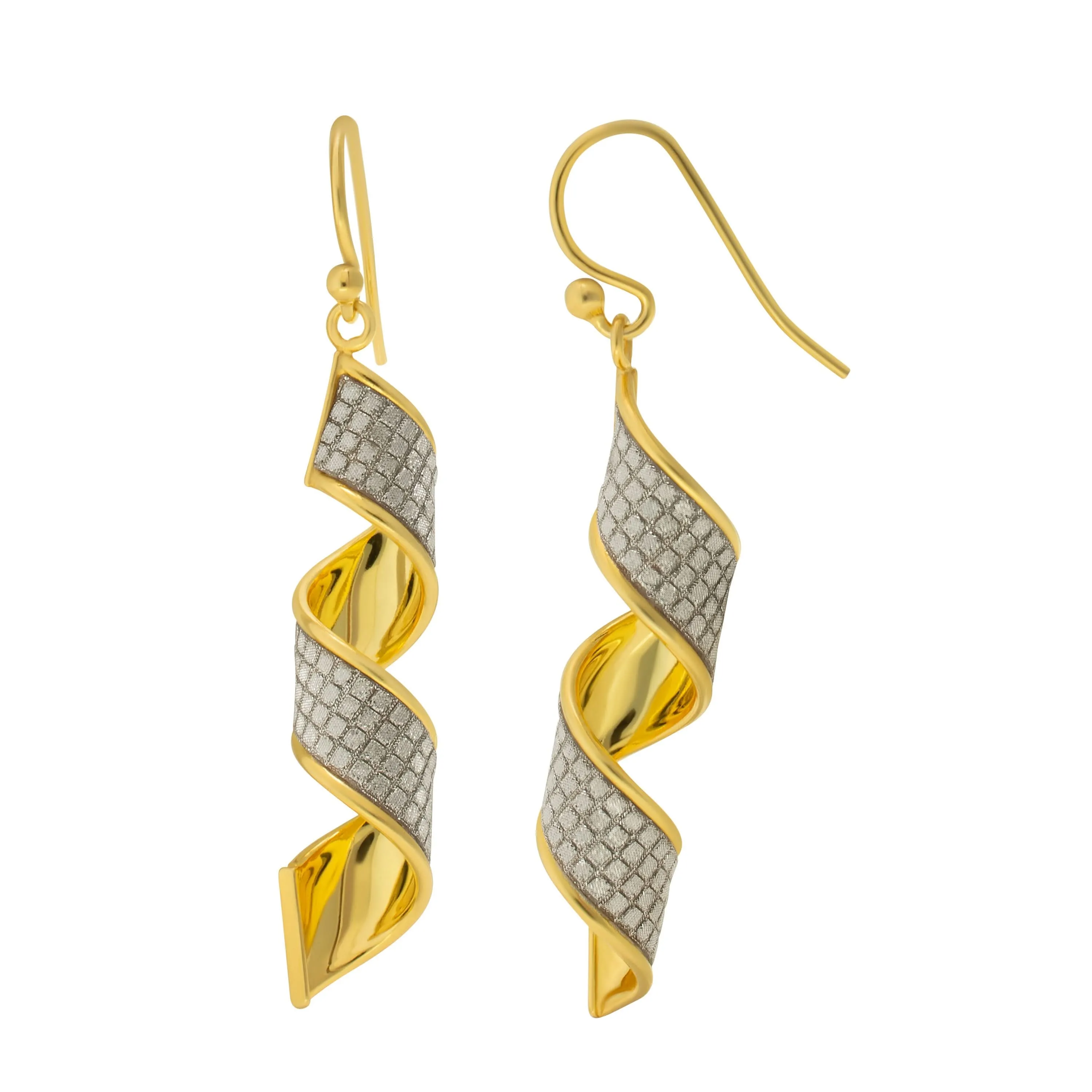 14K Sterling Silver Twist  Drop Earrings