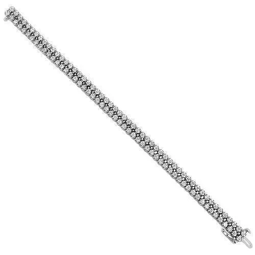 14K White Solid Gold Womens Diamond Tennis Bracelet 4.50 Ctw