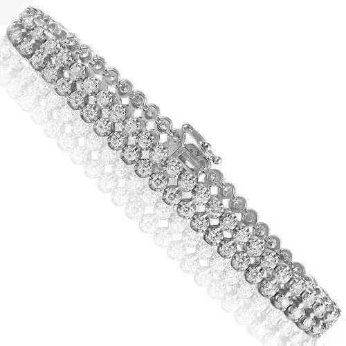 14K White Solid Gold Womens Diamond Tennis Bracelet 4.50 Ctw