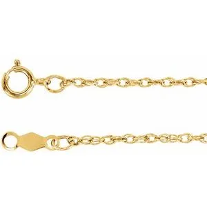 14K Yellow 1.25 mm Rope 7" Chain