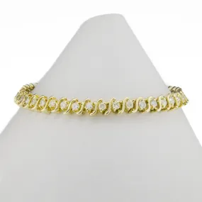 1.75ctw Round Diamond "S" Link 7" Tennis Bracelet in 14K Yellow Gold