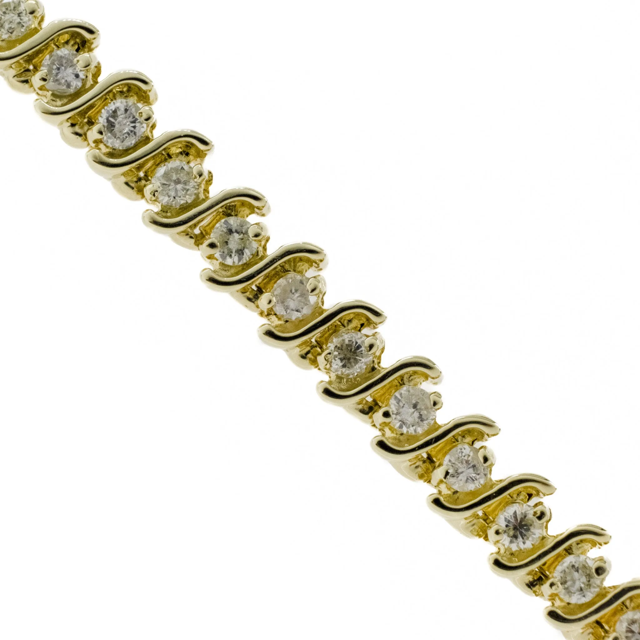 1.75ctw Round Diamond "S" Link 7" Tennis Bracelet in 14K Yellow Gold