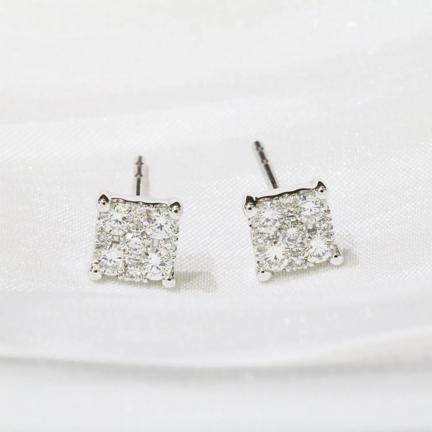 18k White Gold 0.36ct 4-Diamond Earrings, Single or Pair