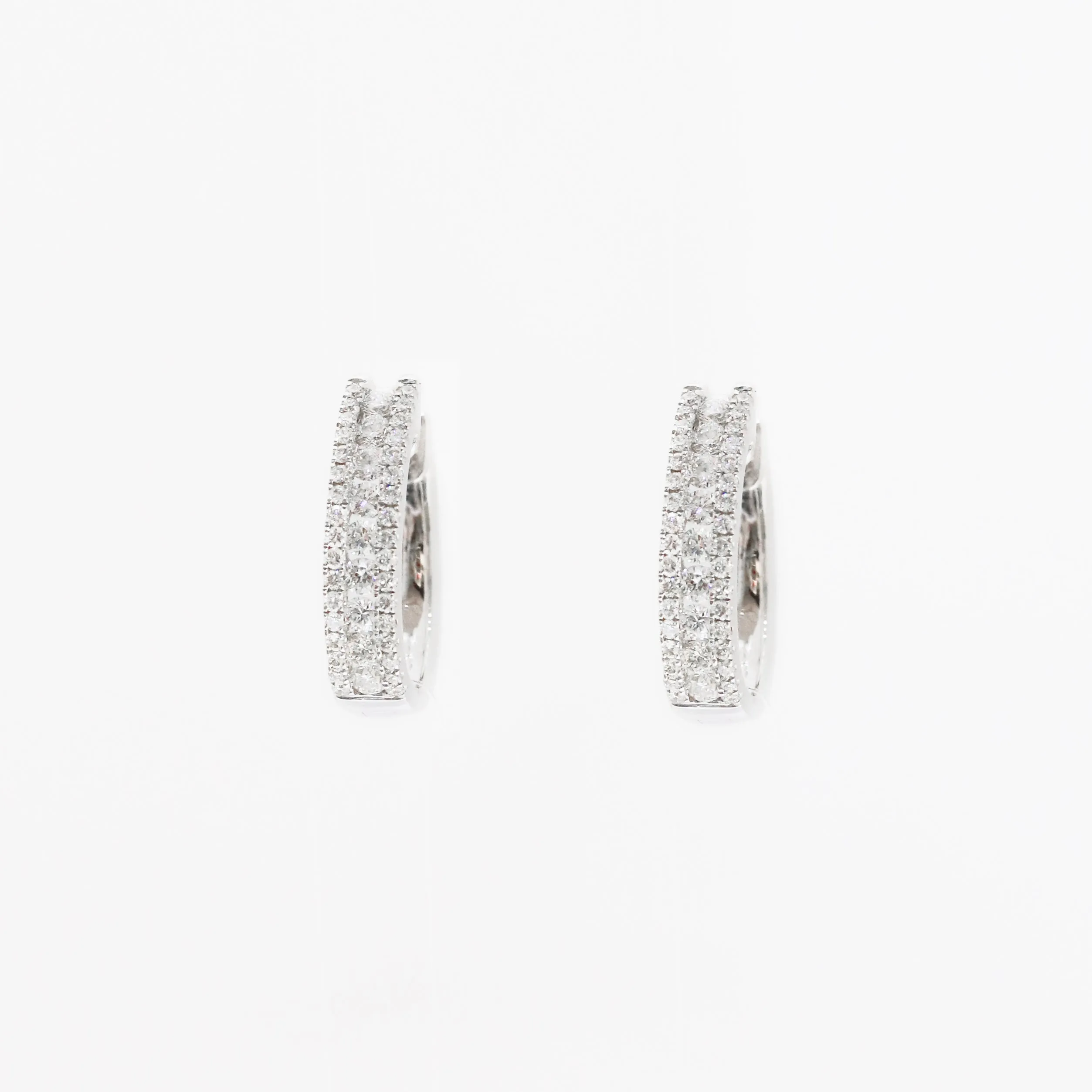 18k White Gold Diamond Hoop Earrings, Pair