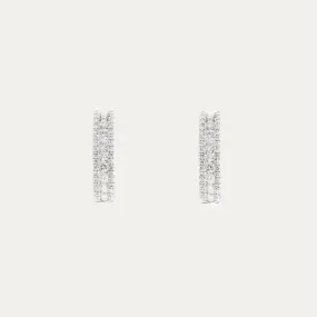 18k White Gold Diamond Hoop Earrings, Pair