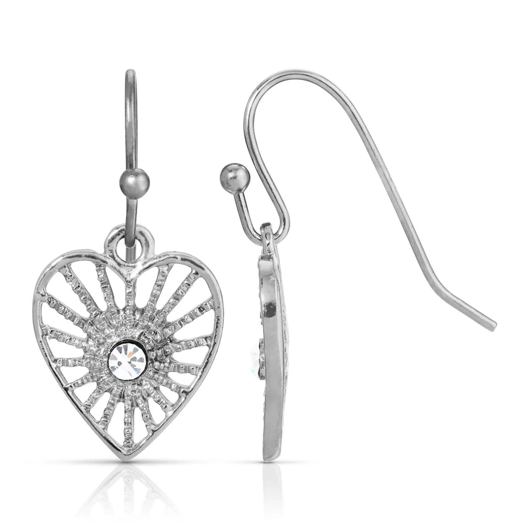 1928 Jewelry Radiating Heart Crystal Drop Earrings