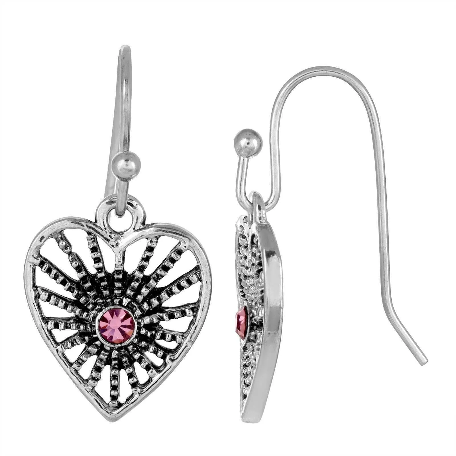 1928 Jewelry Radiating Heart Crystal Drop Earrings