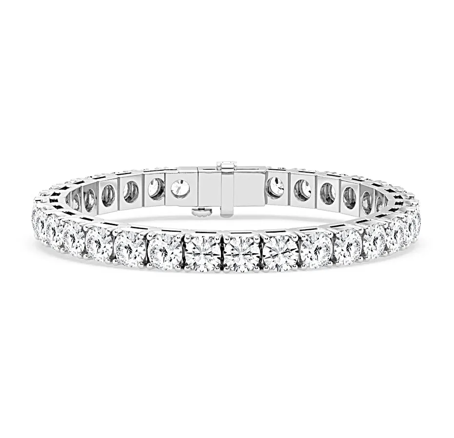 20.00 Carat tw Beautiful White Gold Round Brilliant Cut Shiny Diamond Ladies Tennis Bracelet.Secure Double Clasp.