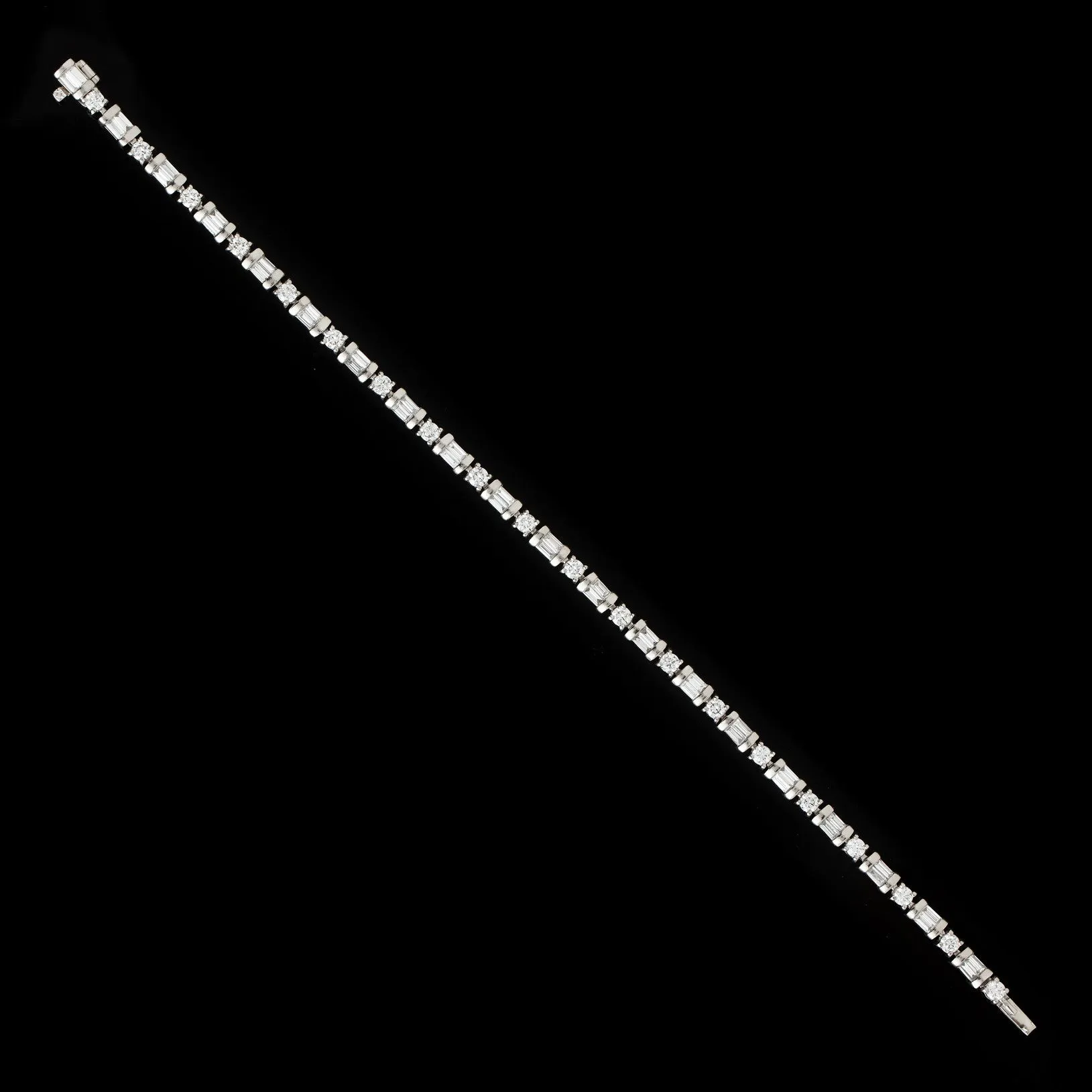 3.34ct tw Round Brilliant & Baguette Diamond Line Bracelet