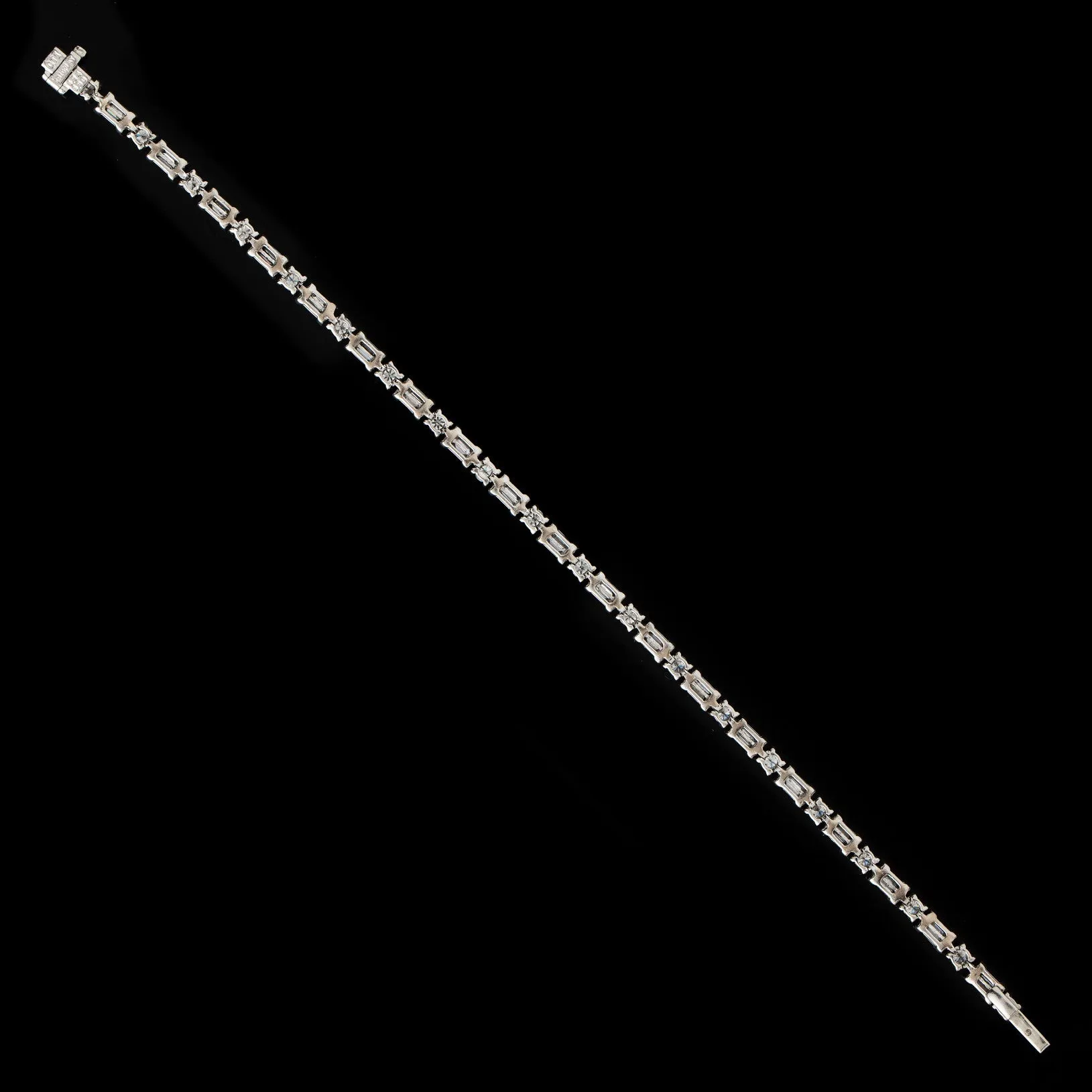 3.34ct tw Round Brilliant & Baguette Diamond Line Bracelet