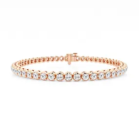 4.00 Carat tw Beautiful Rose Gold Round Brilliant Cut Shiny Diamond Ladies Tennis Bracelet.Secure Double Clasp.