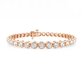 7.00 Carat tw Beautiful Rose Gold Round Brilliant Cut Shiny Diamond Ladies Tennis Bracelet.Secure Double Clasp.