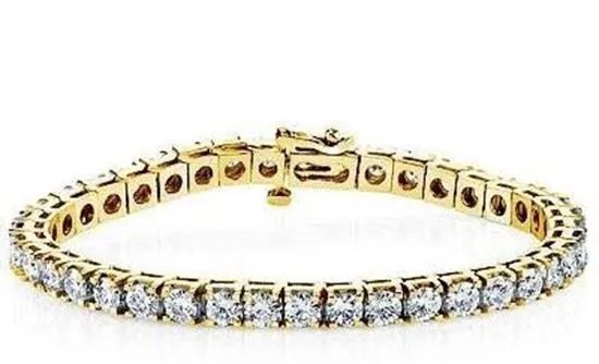 7.00 Carat T.W. Yellow Gold Diamond Tennis Bracelet