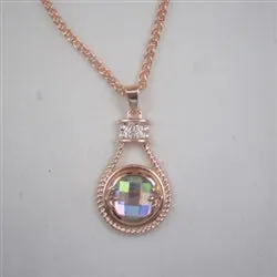 A/B Crystal  & Rose Gold Pendant Necklace