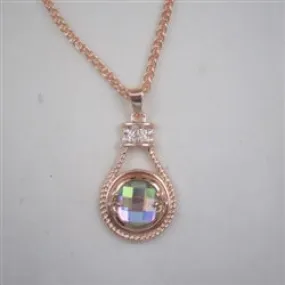 A/B Crystal  & Rose Gold Pendant Necklace