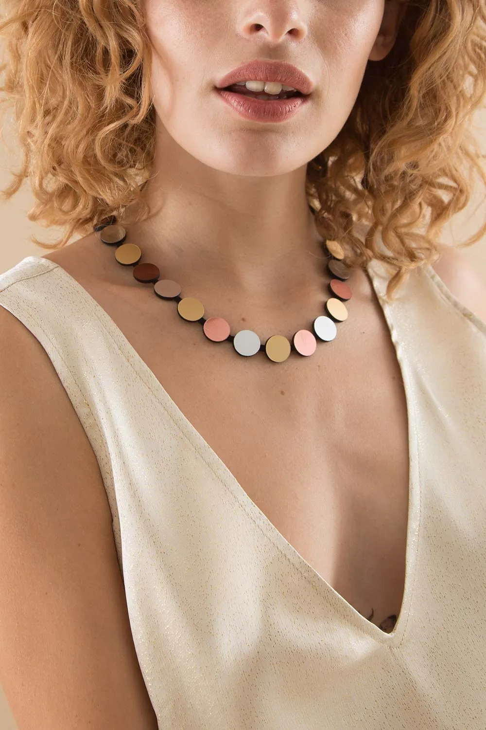 Abstraction Silver, Gold & Rose Gold Necklace