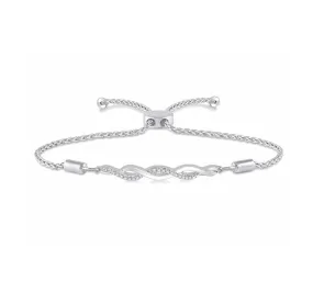 Adjustable Bolo Clasp Swirl Bracelet With Diamonds In Sterling Silver