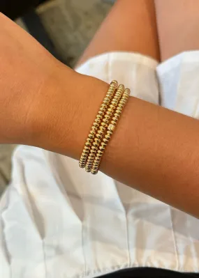 Beaded Circles Single Stack Bracelet - Gold