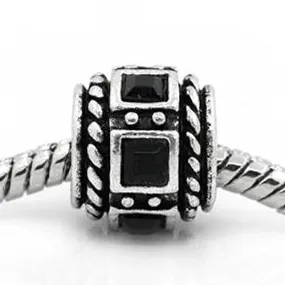 Black Crystal Charm Beads for Snake Chain Bracelets