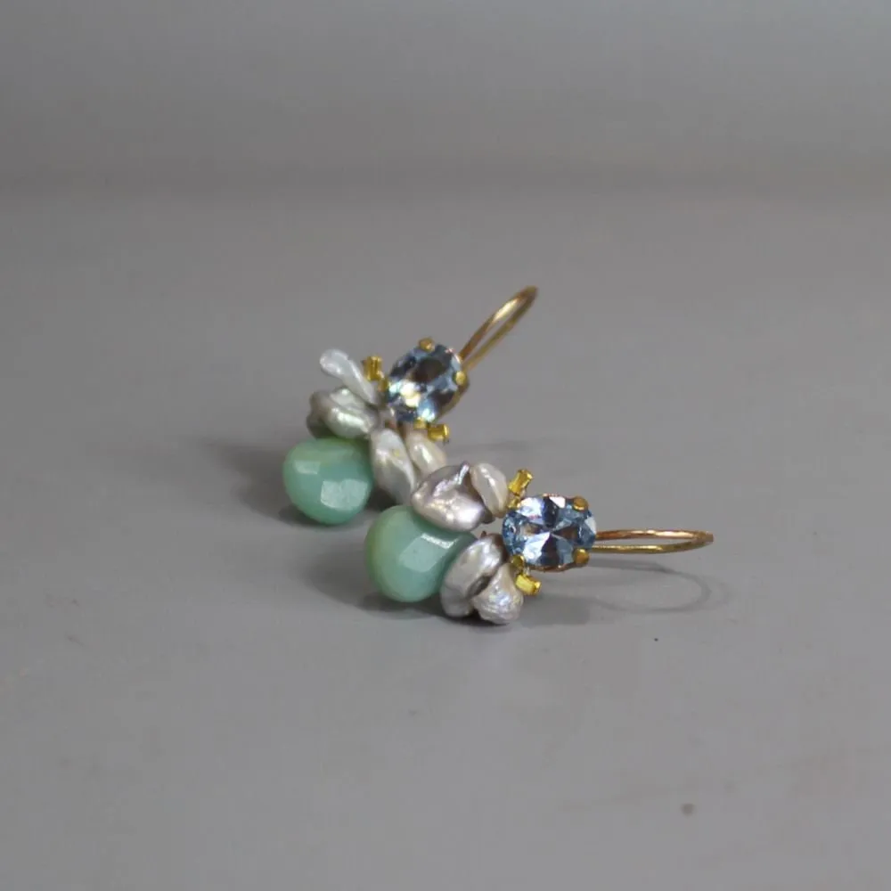 Blue Zircon Bee Earrings