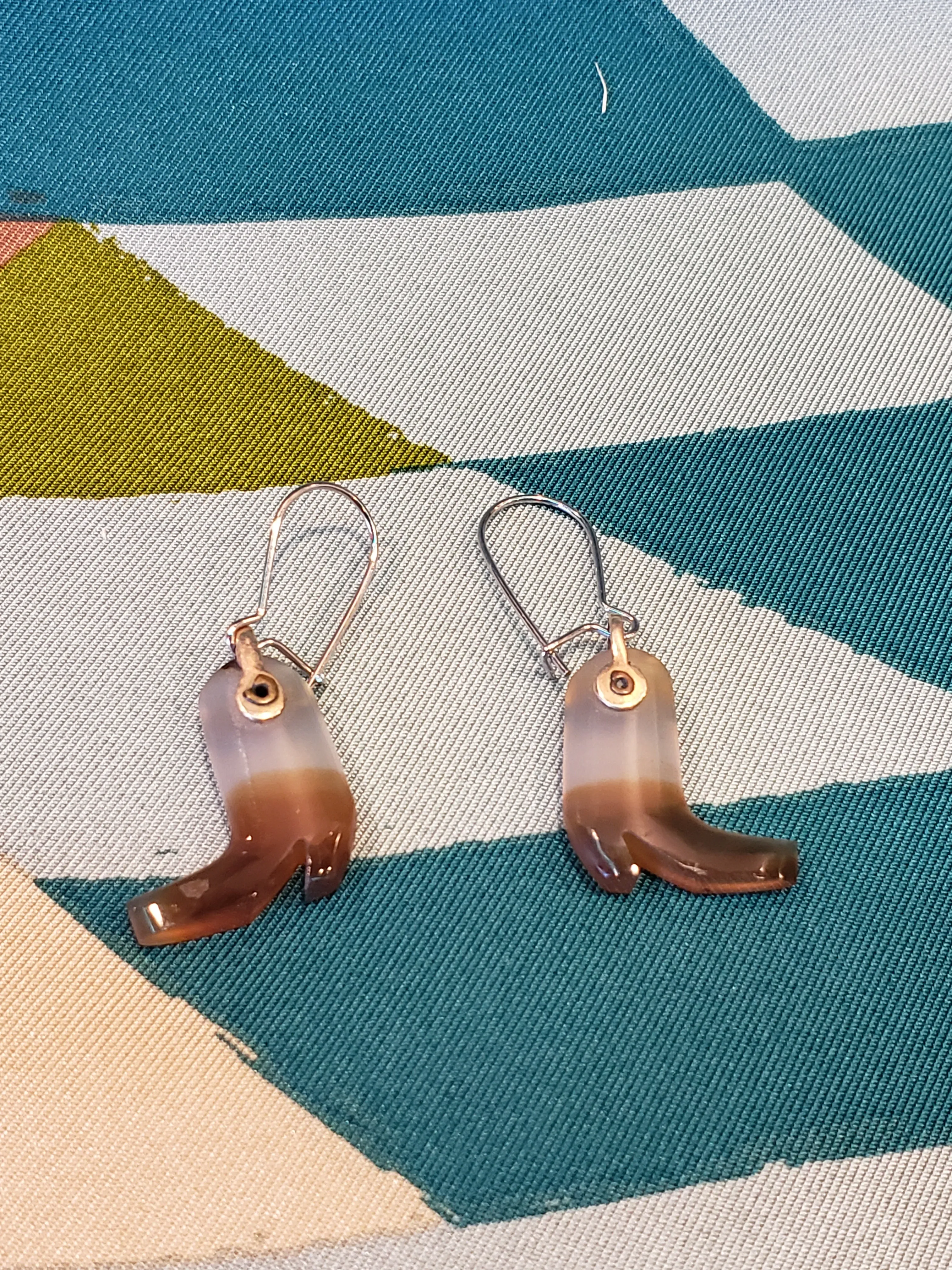 Boot Shaped Agate Earrings