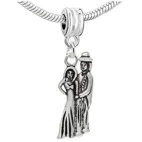 Bride & Groom Charm Dangle Bead Compatible with European Snake Chain Bracelet