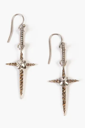 Chan Luu Silver Diamond Cross Earrings