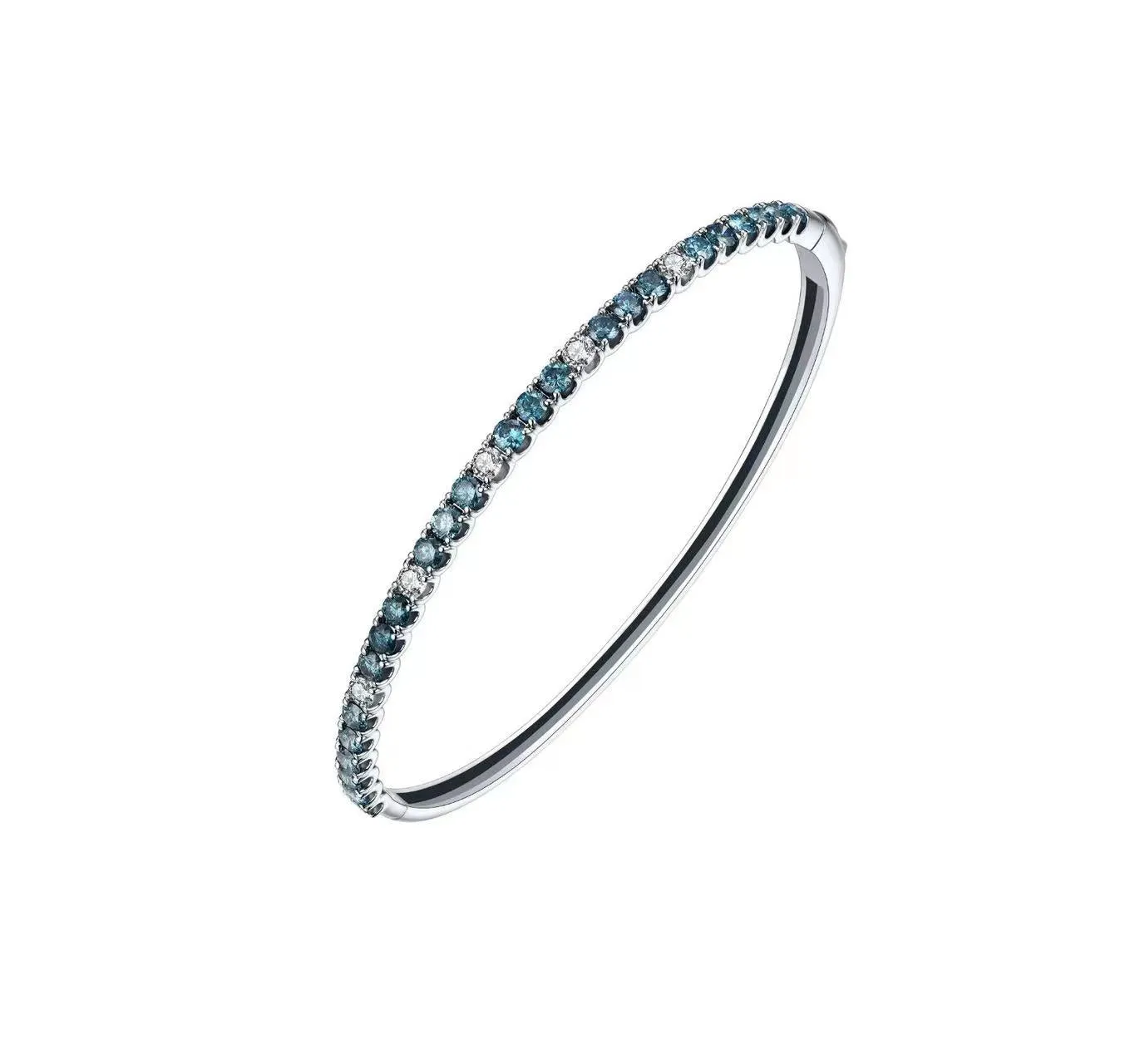 Classic Blue and White Diamond Half Bangle