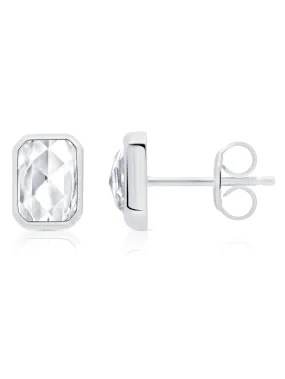 Classic Rosecut Hexagon Stud earrings In Pure Platinum Sale