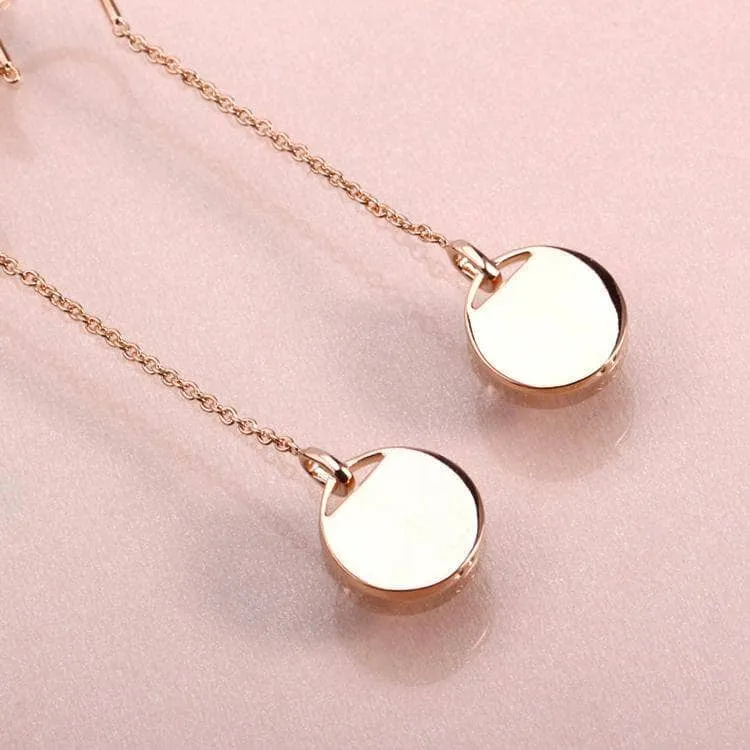 Created Diamond Long Fashionable Round Racket Shaped Drop Earrings