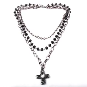 Crystal Chain Cross Pendant Necklaces