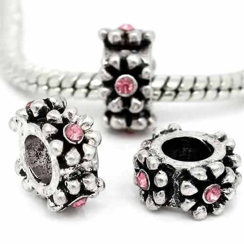 Crystal Rhinestone Charm Bead For Snake Chain Bracelets