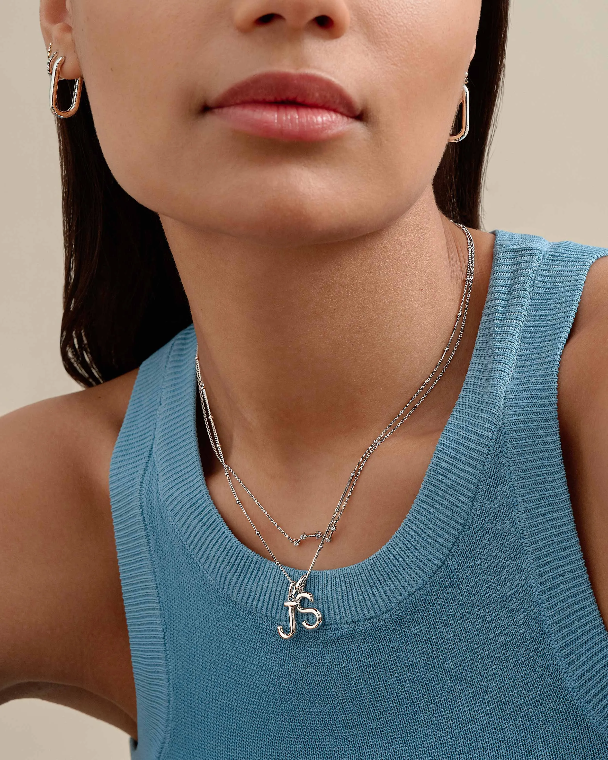 Double Initial Necklace - Silver