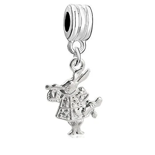 Double Sided Rabbit Dangle Charm Bead Compatible with European Snake Chain Bracelet