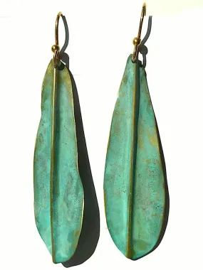 Earrings Patina Long Leaf By Sibilia