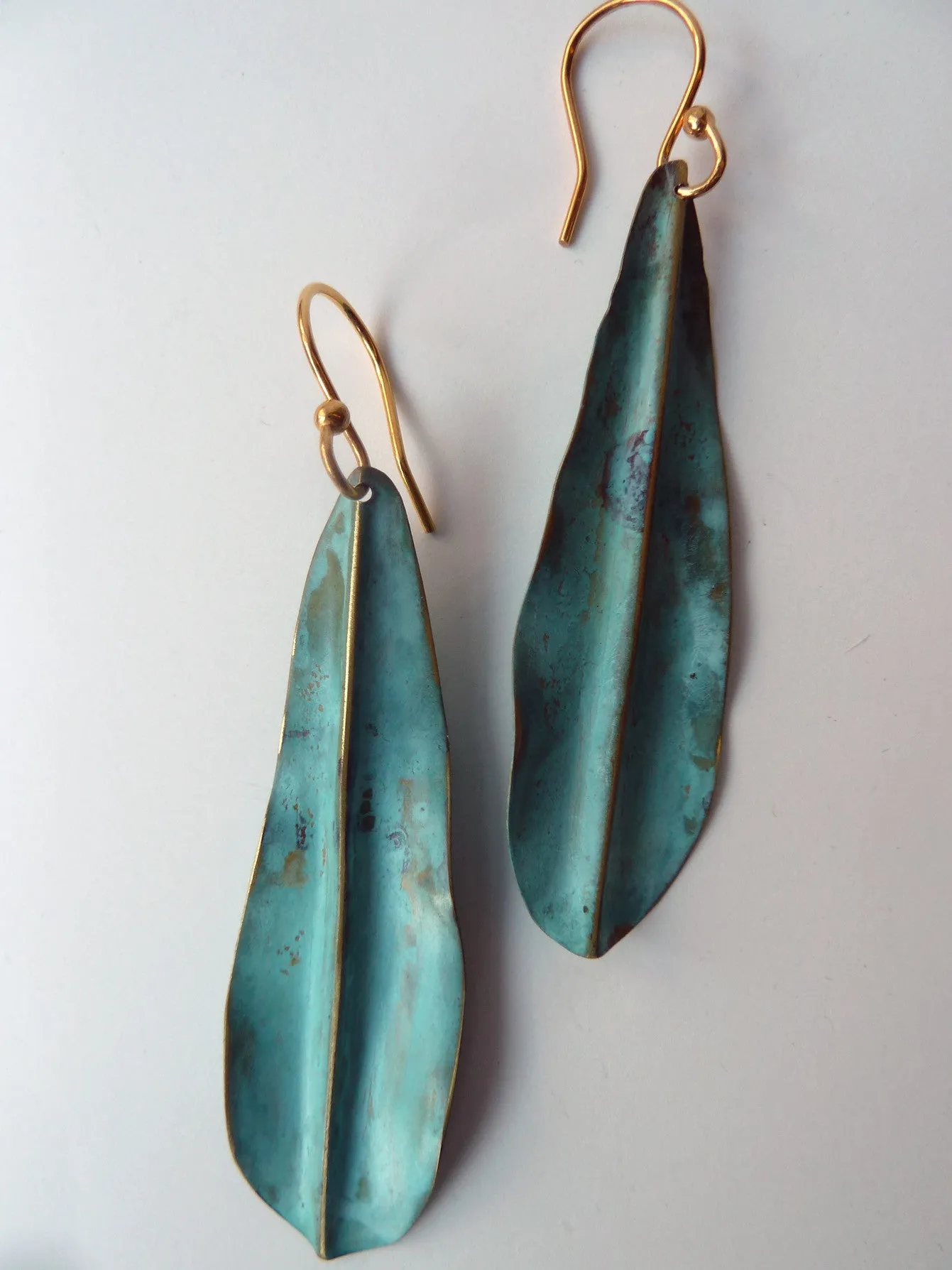 Earrings Patina Long Leaf By Sibilia