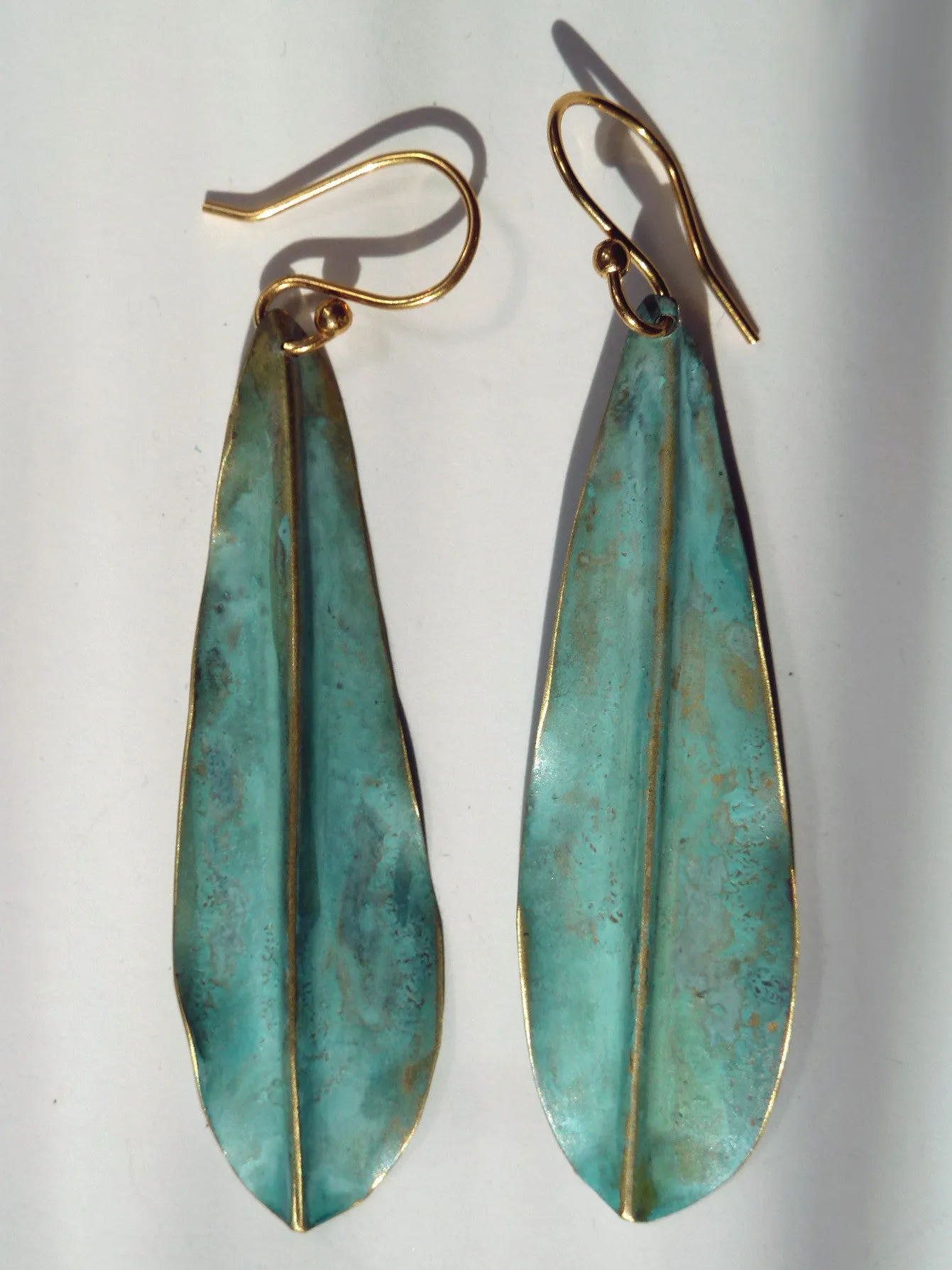 Earrings Patina Long Leaf By Sibilia