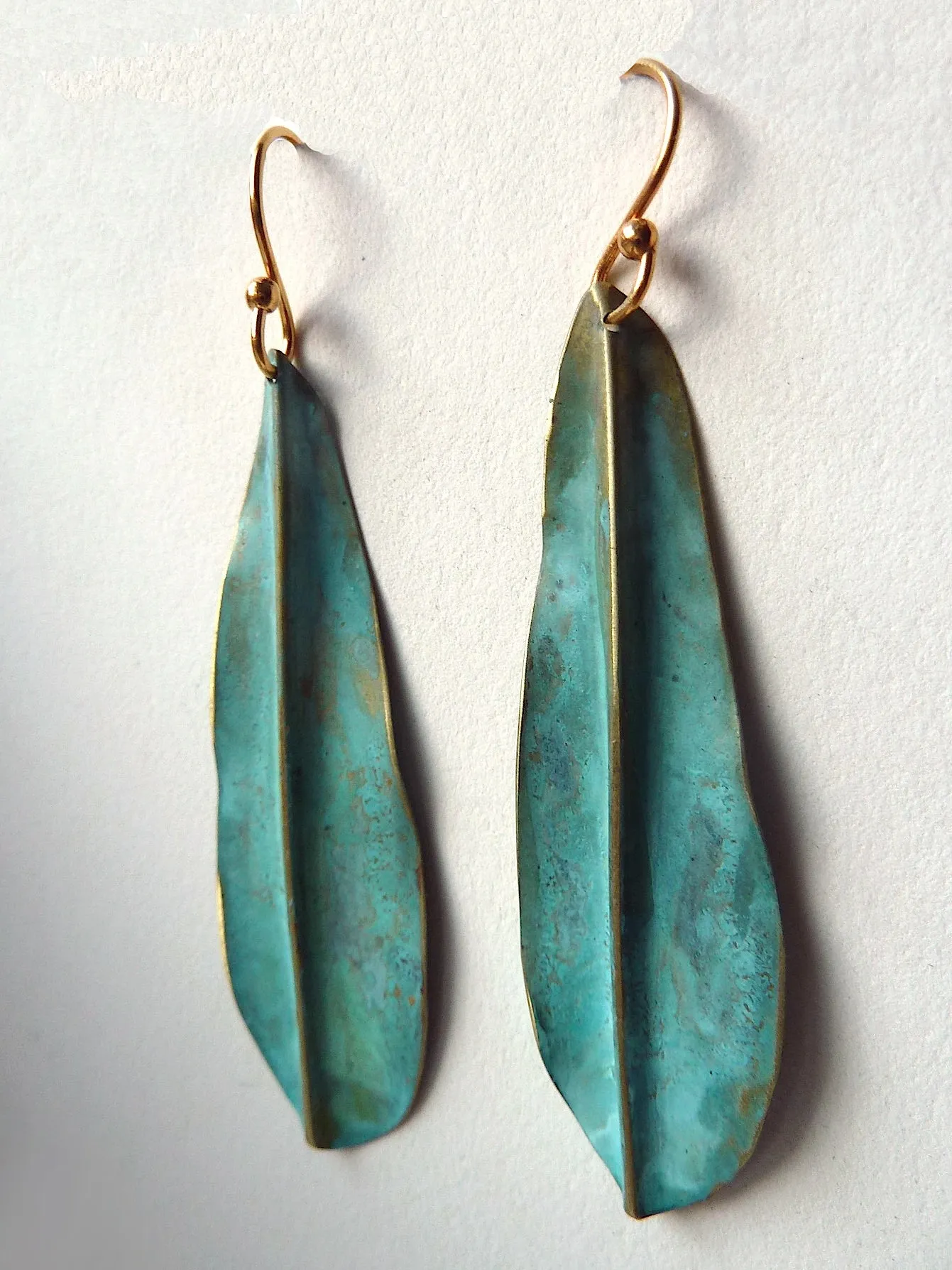 Earrings Patina Long Leaf By Sibilia