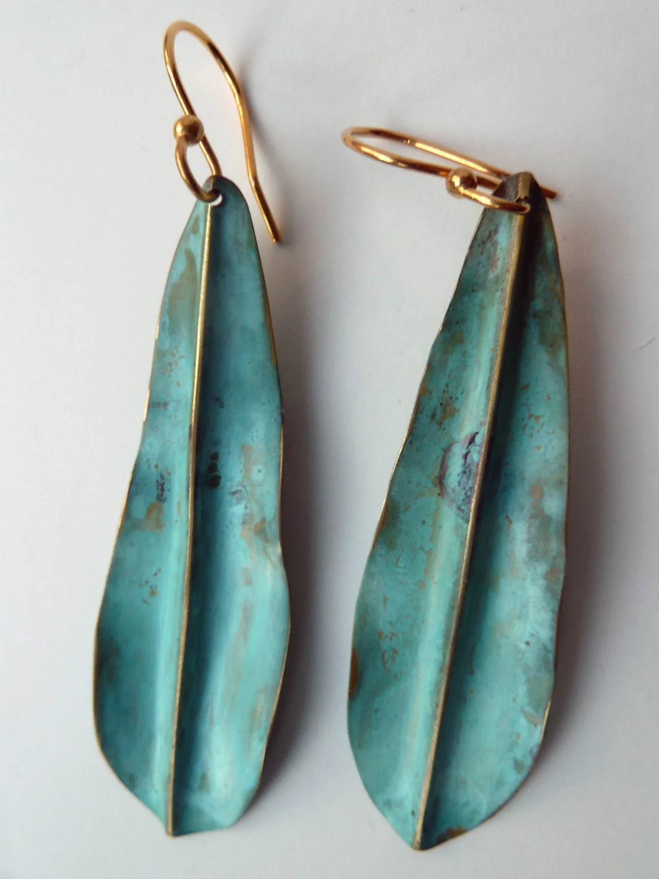 Earrings Patina Long Leaf By Sibilia