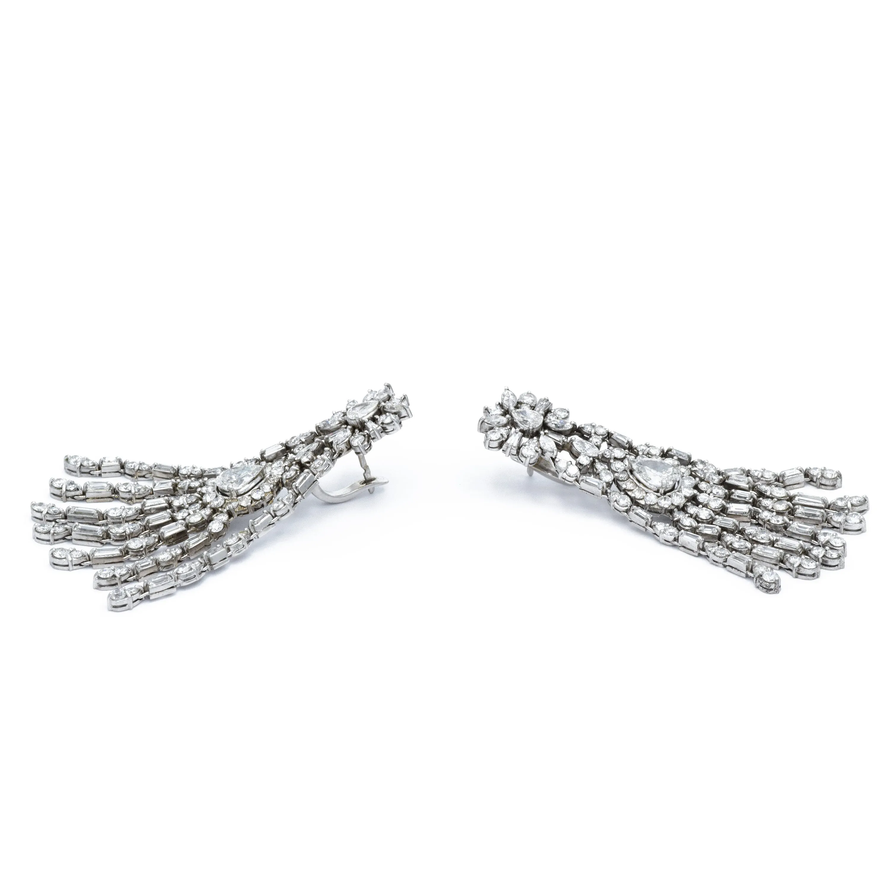 Estate Platinum And Diamond Earrings