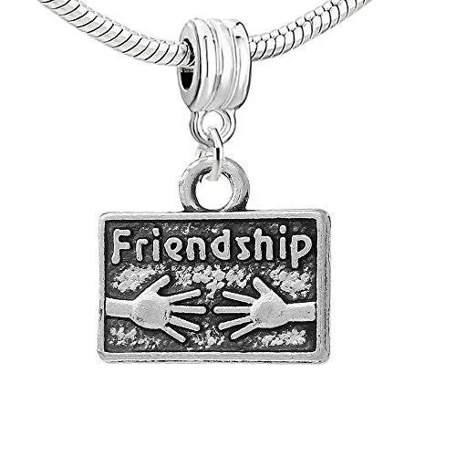 Friendship Dangle Charm European Bead Compatible for Most European Snake Chain Bracelet